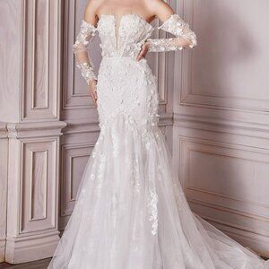 OFF WHITE WEDDING FORMLA LONG SLEEVE LACE BRIDAL GOWN CD977